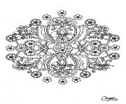 Coloriage coloring adult flowers mandala 